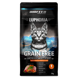 BIOFEED EUPHORIA Grain Free Adult dla kotów z kurczakiem i słodkimi ziemniakami 2kg