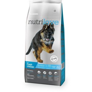 NUTRILOVE Premium dla psa JUNIOR L ze świeżym kurczakiem 12kg [11471]