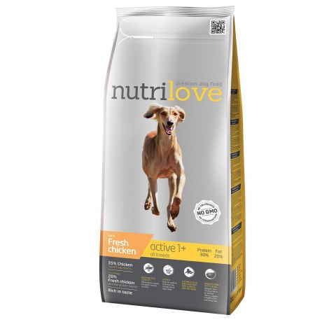 NUTRILOVE Premium dla psa ACTIVE  ze świezym kurczakiem 12kg [11483]