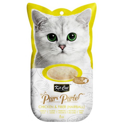 Kit Cat PurrPuree Chicken & Fiber Hairball 4x15g