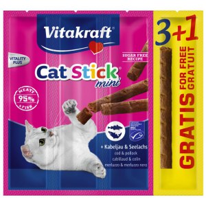VITAKRAFT CAT STICK MINI dorsz i czarniak pzrsyamk dla kota 3+1 gratis