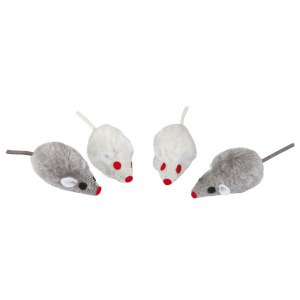 KERBL Zabawka dla kota, mysz z filcu, 4 szt z grzechotką, różne kolory [84255]