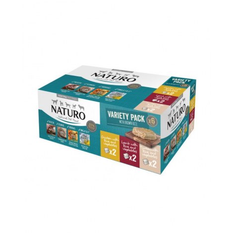 NATURO VARIETY 6 Pack: 2 kurczak z ryżem i warzywami, 2 jagnięcina z ryżem i warzywami,  2 x indyk z ryżem i warzywami 6x400g