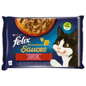 Felix Sensations Sauces Wiejskie Smaki indyk/jagnięcina w sosie saszetki 4x85g