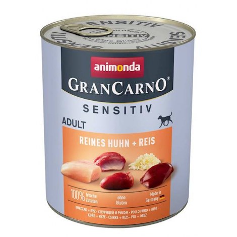 ANIMONDA GranCarno Sensitive Adult puszki czysty kurczak z ryżem 800g