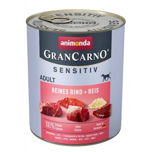 ANIMONDA GranCarno Sensitive Adult puszki czysta wołowina z ryżem 800g
