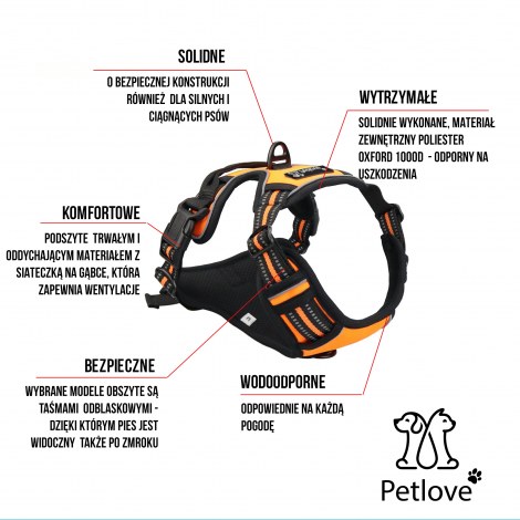 PETLOVE Szelki pełne odblaskowe dla psa S czarne [SZELPSBK] - 2
