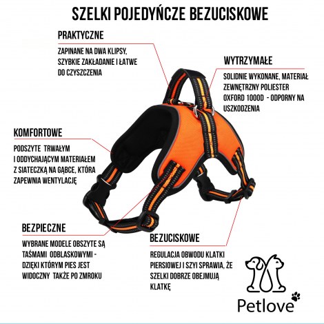 PETLOVE Szelki pojedyncze dla psa L czarne [SZELODBLBK] - 3