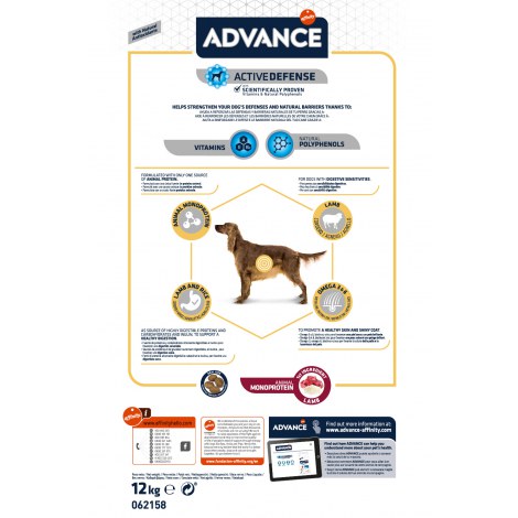 ADVANCE Sensitive Lamb&Rice - sucha karma dla psów 12kg [923537] - 2