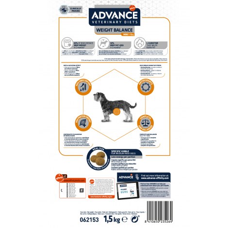 ADVANCE DIET Weight Balance Mini - sucha karma dla psów ras małych 1,5kg [923526] - 2