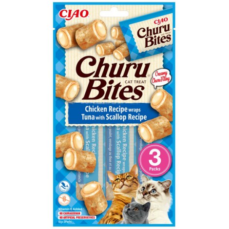 Inaba Ciao Cat Churu Bites Chicken Recipe Wraps Tuńczyk z przegrzebkami 30g
