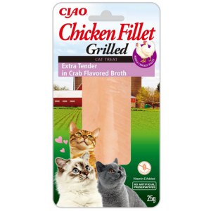 Inaba Ciao Cat Grillowany Extra Delikatny Filet z kurczaka w bulionie krabowym 25g