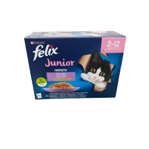 FELIX FANTASTIC JUNIOR Wybór smaków saszetki dla młodego kota w galarecie (12x85g)
