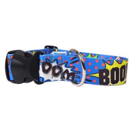 Matteo Obroża Klamra Plastikowa 30mm graffiti niebieskie - 3