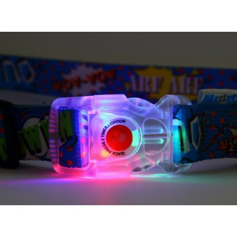 Matteo Obroża Klamra LED 20mm graffiti niebieskie - 3