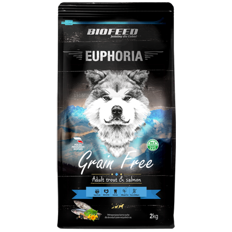 BIOFEED EUPHORIA Grain Free All dla psów wszystkich ras z pstrągiem i łososiem 2kg