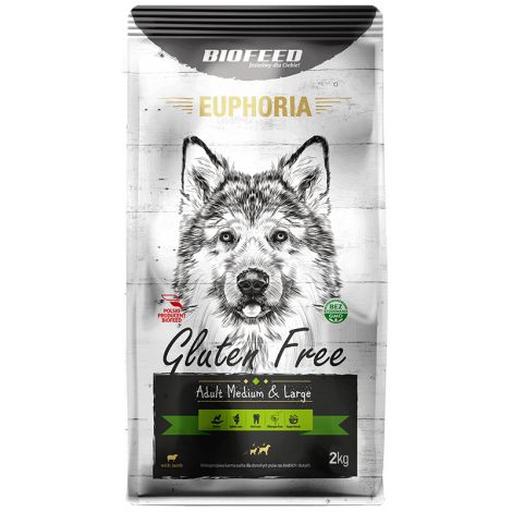 BIOFEED EUPHORIA GLUTEN FREE Medium & Large dla psów średnich i dużych ras z jagnięciną 2kg