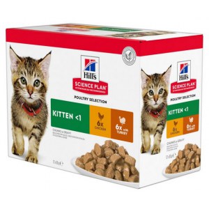 Hill's Science plan Feline Kitten Multipack Kurczak + Indyk saszetki 12x85g