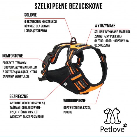 PETLOVE Szelki pełne odblaskowe dla psa XL czarne [SZELPXLBK] - 5