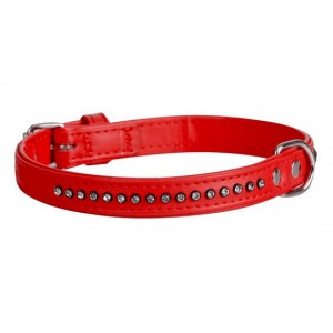 Dingo Obroża Glamour 1,4x30cm czerwona