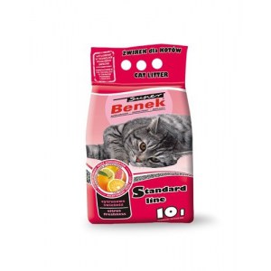 Żwirek dla kota bentonitowy Benek - Super Cytrynowa świeżość 10 l różowy