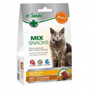 [W] DR SEIDEL Smakołyki Dr Seidla dla kotów mix 2 w 1 na piękną sierść i malt 60 g