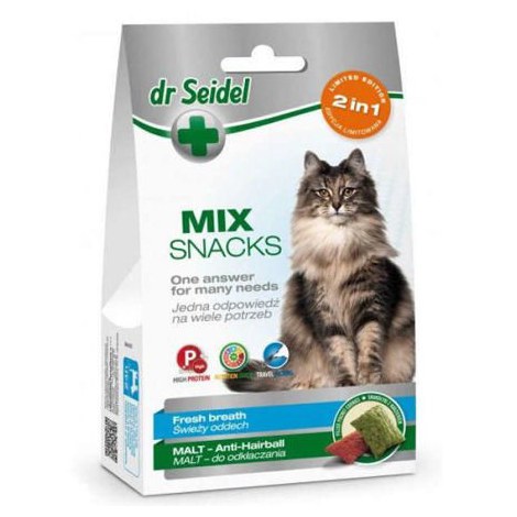 [W] DR SEIDEL Smakołyki Dr Seidla dla kotów mix 2 w 1 na świeży oddech & malt 60 g