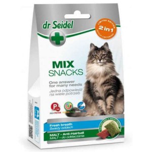 [W] DR SEIDEL Smakołyki Dr Seidla dla kotów mix 2 w 1 na świeży oddech & malt 60 g