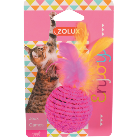 Zolux Zabawka dla kota piłka z piórkami elastyczna - 4