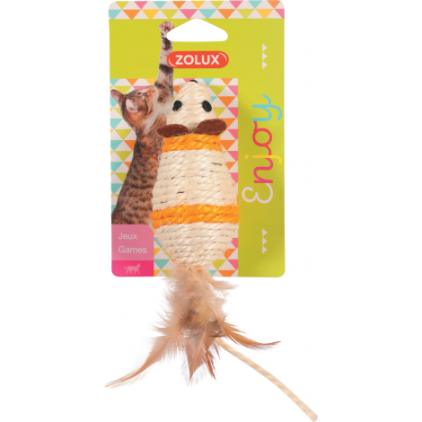 Zolux Zabawka dla kota myszka sizal z piórkami - 3