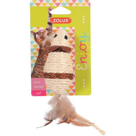 Zolux Zabawka dla kota myszka sizal z piórkami - 2