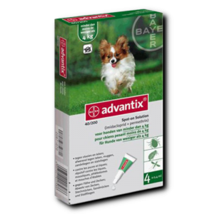 ADVANTIX SPOT-ON dla psów poniżej 4 kg  (40 MG + 200 MG)/0,4 ML 0,4 ML X 4 PIPETY