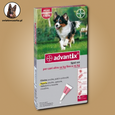 ADVANTIX SPOT-ON dla psów o wadze 10-25 kg(250 MG + 1250 MG)/2,5 ML 2,5 ML X 4 PIPETY - 2