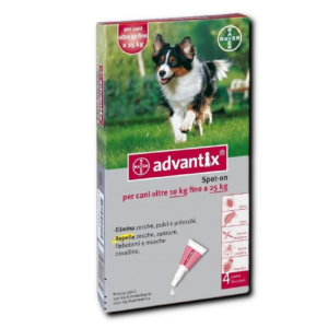 ADVANTIX SPOT-ON dla psów o wadze 10-25 kg(250 MG + 1250 MG)/2,5 ML 2,5 ML X 4 PIPETY