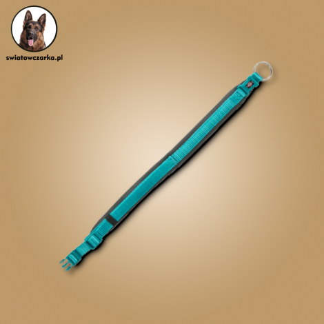 Premium obroża, dla psa, morski błękit/grafit, S–M: 35–42 cm/15 mm, podbita neoprenem - 2