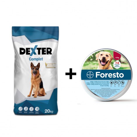 [Zestaw] Dexter Complete dla psów ras dużych 20kg + Obroża na kleszcze FORESTO powyżej 8 KG