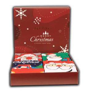 Zestaw skarpetek świątecznych 4 pary rozmiar 40-43 pudełko bordowe