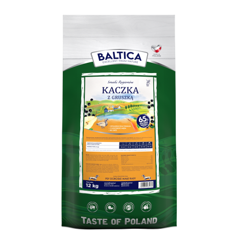 Baltica Smaki regionu Kaczka z gruszką 12kg dla psów dorosłych ras średnich i dużych