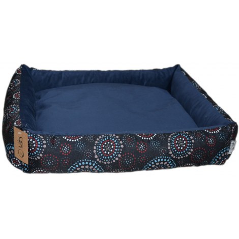 VIK Legowisko Prostokątne LUX Nr 4 85x70x14 kółka kolorowe/granat [4240]