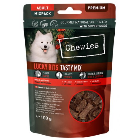 Chewies Lucky Bits Adult Tasty Mix - konina & struś & kurczak & jeleń 100g - 3