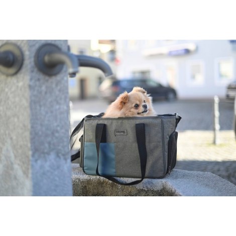 KERBL Torba rowerowa dla psa Vacation 44x20x27, szaro-niebieska [80567] - 2