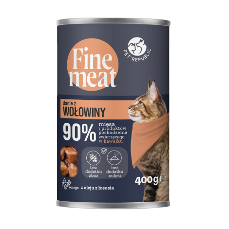 FINEMEAT Karma dla kota, kawałki wołowiny w sosie 400g [FM005 P]
