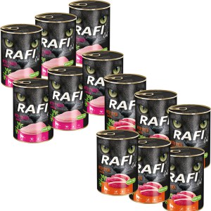 Zestaw MIX smaków Rafi Cat z kaczką + Rafi Cat  z indykiem 12x400 g