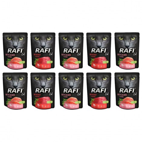 Rafi Cat saszetka 10 x 300 g MIX SMAKÓW + GRATIS próbka Divinus Cat Complete 100g