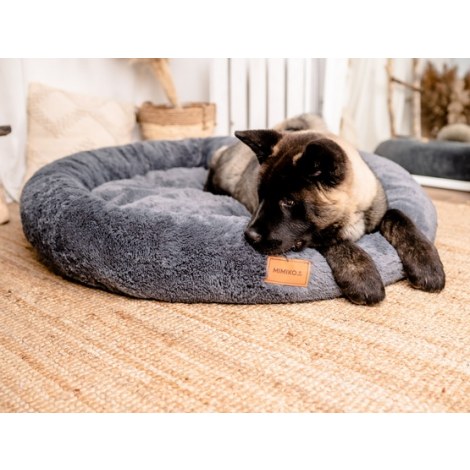 MIMIKO Pets Legowisko Shaggy okrągłe XXL 100cm grafitowe - 3