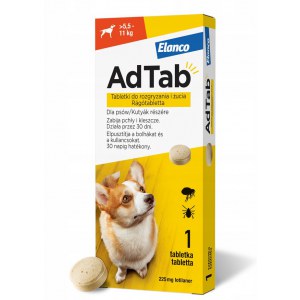 AdTab PIES Tabletka na pchły i kleszcze do rozgryzania 5,5-11 KG