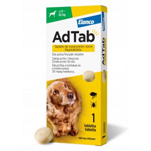 AdTab PIES Tabletka na pchły i kleszcze do rozgryzania 11-22 KG