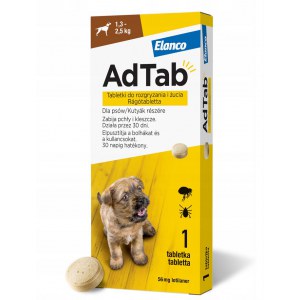 AdTab PIES Tabletka na pchły i kleszcze do rozgryzania 1,3-2,5 KG
