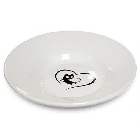 Yarro/Moderna Miska ceramiczna dla kota z serduszkiem biała [Y2752]