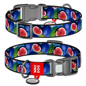 Collar WauDog Nylon Obroża nylonowa z QR-paszportem, plastikowy fastex, wzór FIGA, M 20mm/28-40cm